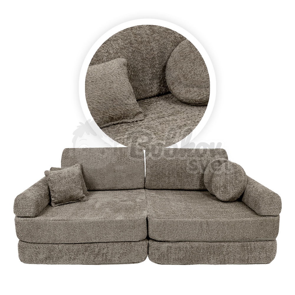 Veľký skladací bunker - SOFA premium BOUCLE - BROWN 160 cm