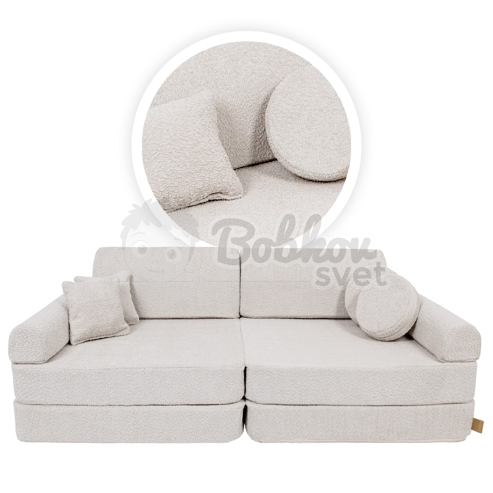 Veľký skladací bunker - SOFA premium BOUCLE - ECRU 160 cm