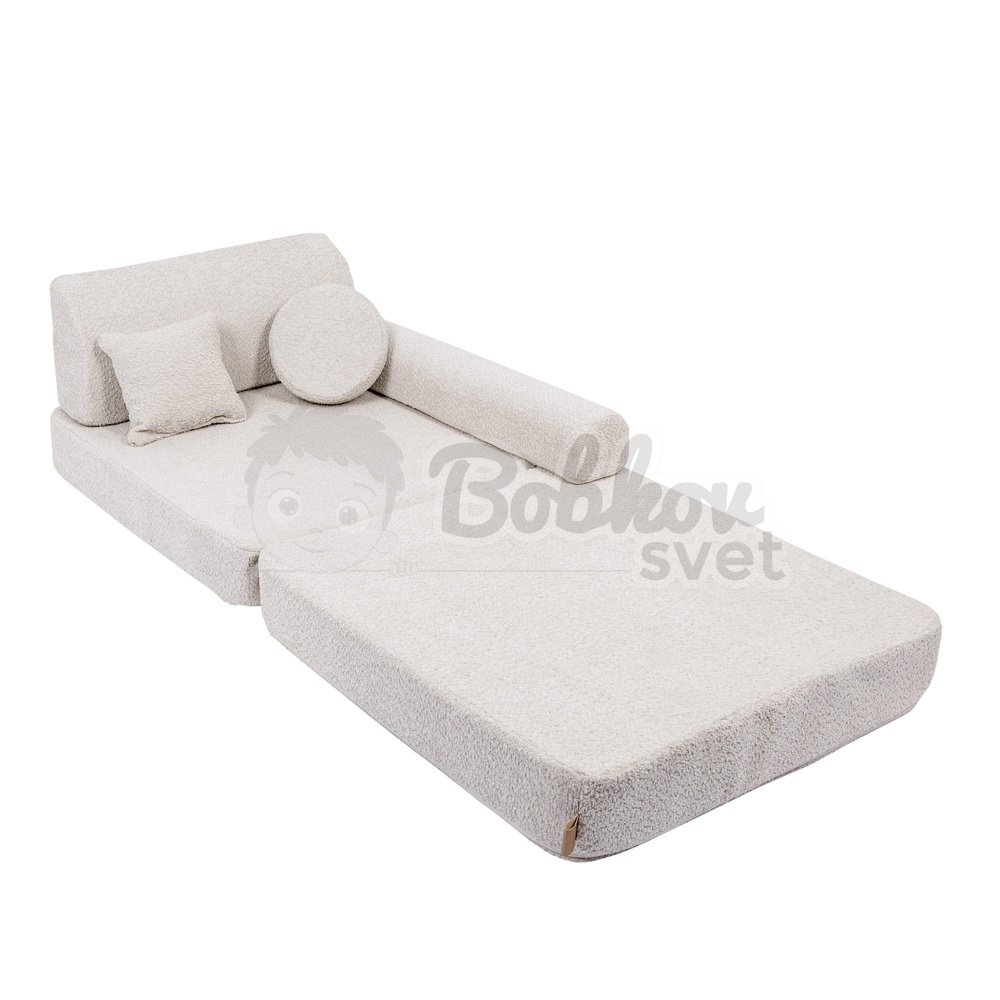 Veľký skladací bunker - SOFA premium BOUCLE - ECRU 160 cm