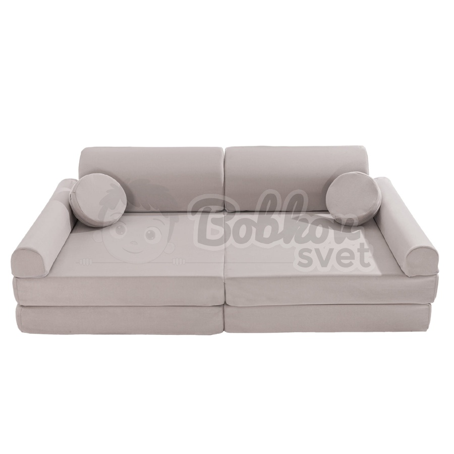 Veľký skladací bunker / detské ihrisko / pohovka - SOFA velvet light GRAY 160 cm