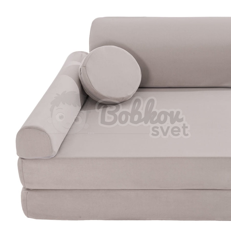 Veľký skladací bunker / detské ihrisko / pohovka - SOFA velvet light GRAY 160 cm