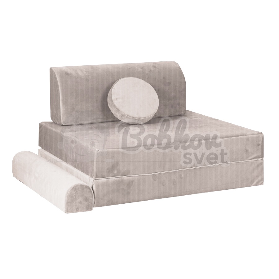 Veľký skladací bunker / detské ihrisko / pohovka - SOFA velvet light GRAY 160 cm