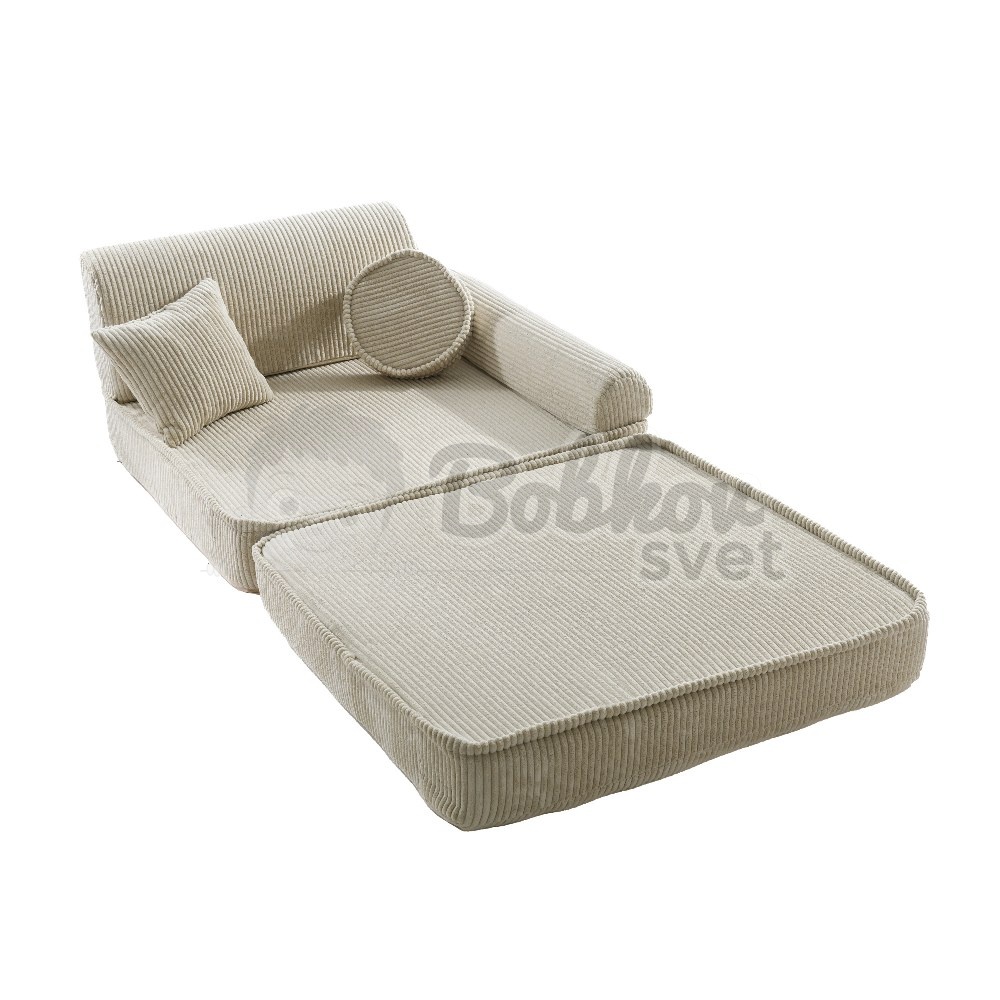 Veľký skladací bunker - SOFA premium Corduroy Estetic - ECRU 160 cm