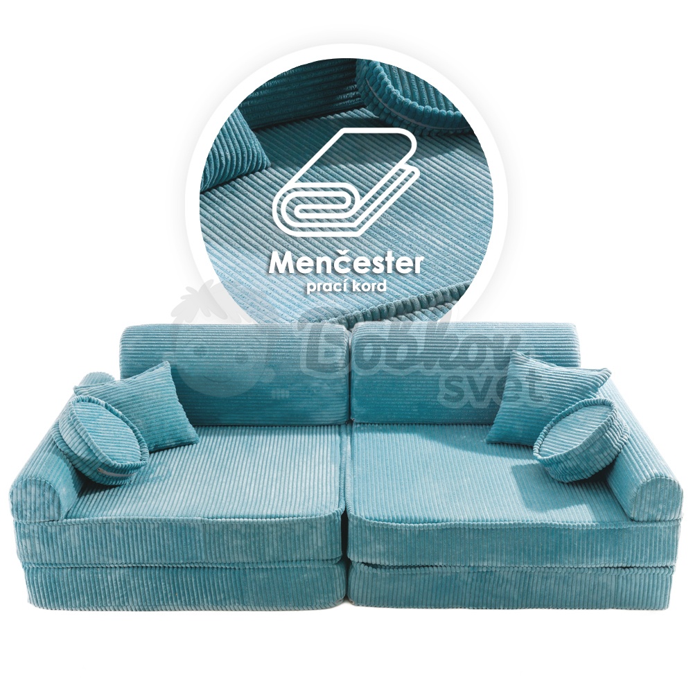 Veľký skladací bunker - SOFA premium Corduroy Estetic - TYRKYS 160 cm