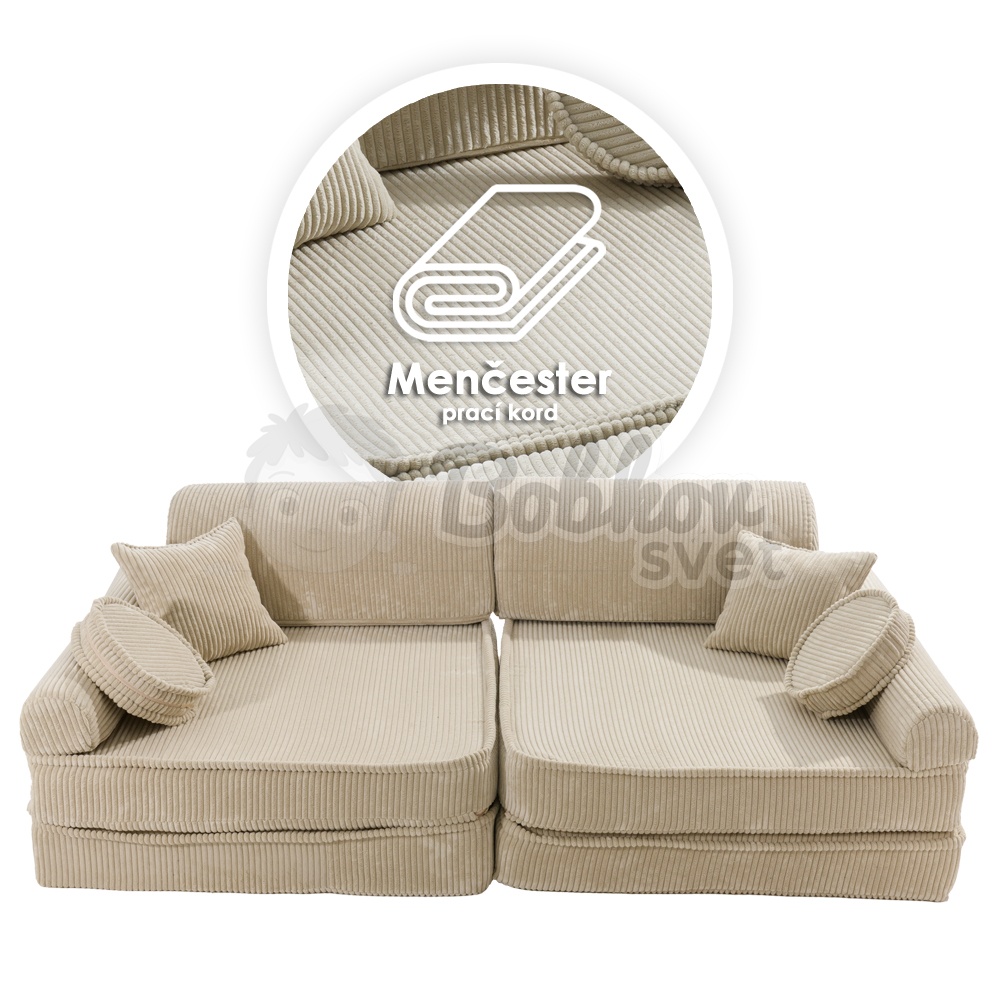 Veľký skladací bunker - SOFA premium Corduroy Estetic - ECRU 160 cm