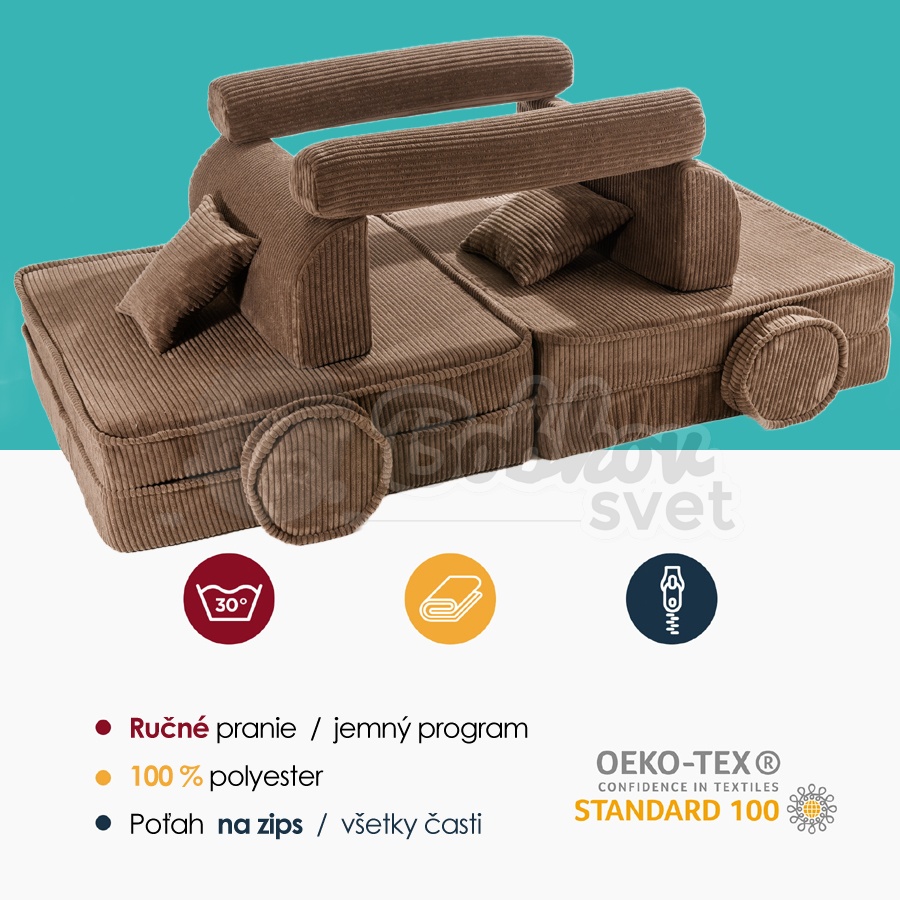 Veľký skladací bunker - SOFA premium Corduroy Estetic - BROWN 160 cm