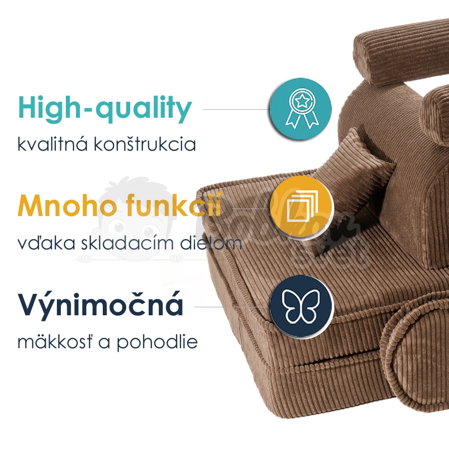 Veľký skladací bunker - SOFA premium Corduroy Estetic - BROWN 160 cm