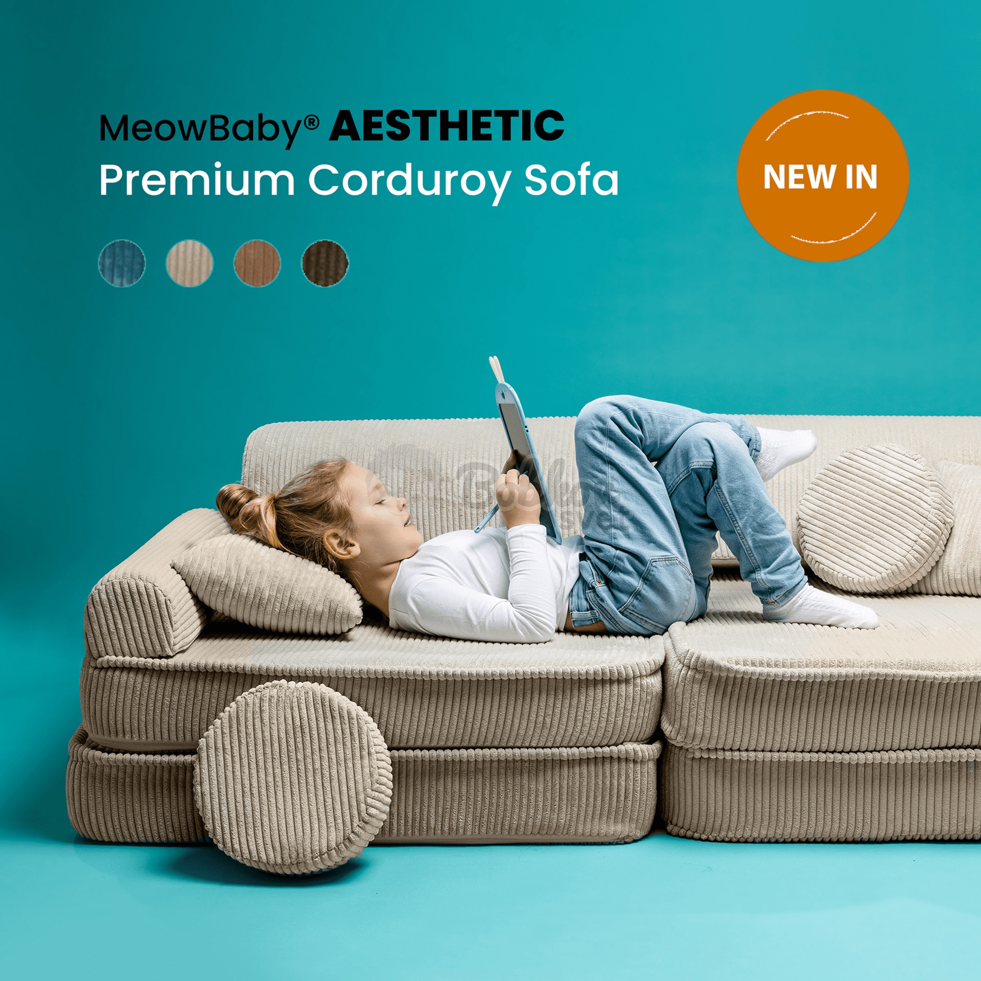 Veľký skladací bunker - SOFA premium Corduroy Estetic - TYRKYS 160 cm