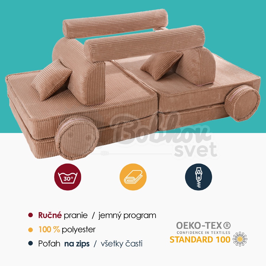 Veľký skladací bunker - SOFA premium Corduroy Estetic - PINK 160 cm