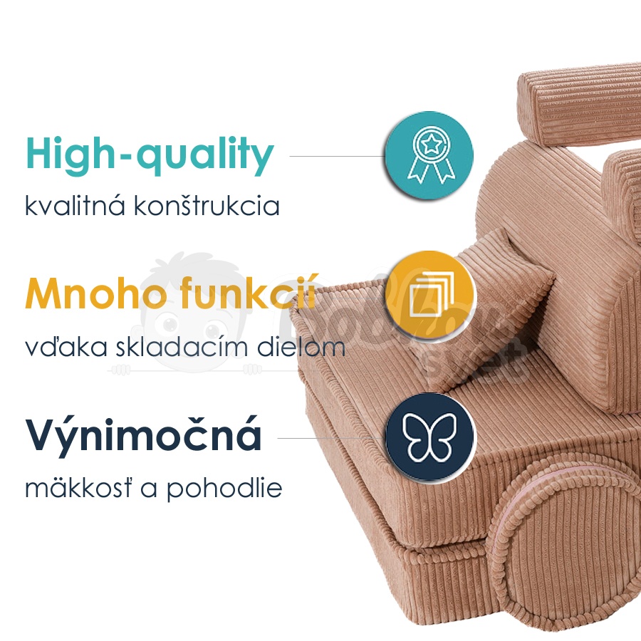 Veľký skladací bunker - SOFA premium Corduroy Estetic - PINK 160 cm