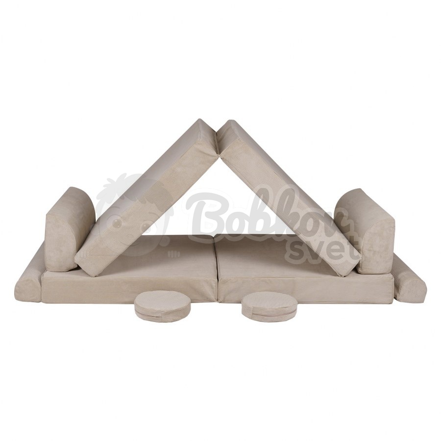 Veľký skladací bunker / detské ihrisko / pohovka - SOFA premium SLIM Corduroy ECRU 160 cm