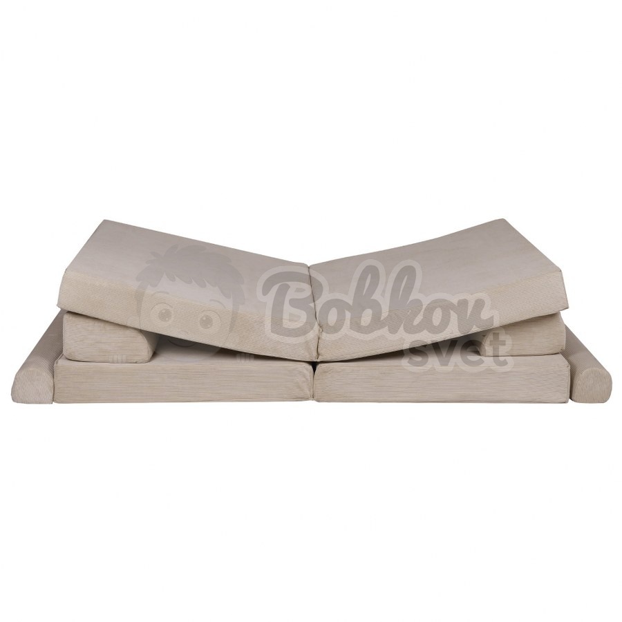 Veľký skladací bunker / detské ihrisko / pohovka - SOFA premium SLIM Corduroy ECRU 160 cm