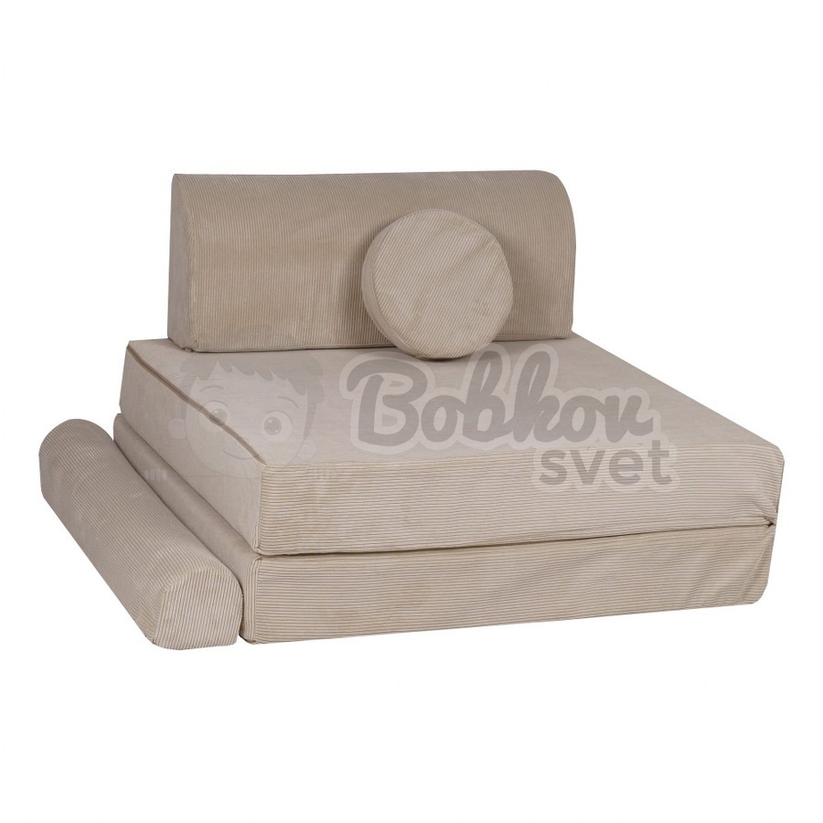 Veľký skladací bunker / detské ihrisko / pohovka - SOFA premium SLIM Corduroy ECRU 160 cm