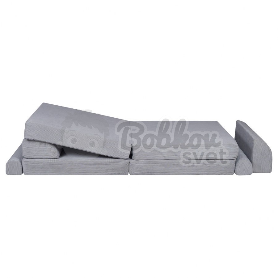 Veľký skladací bunker / detské ihrisko / pohovka - SOFA premium SLIM Corduroy GRAY 160 cm
