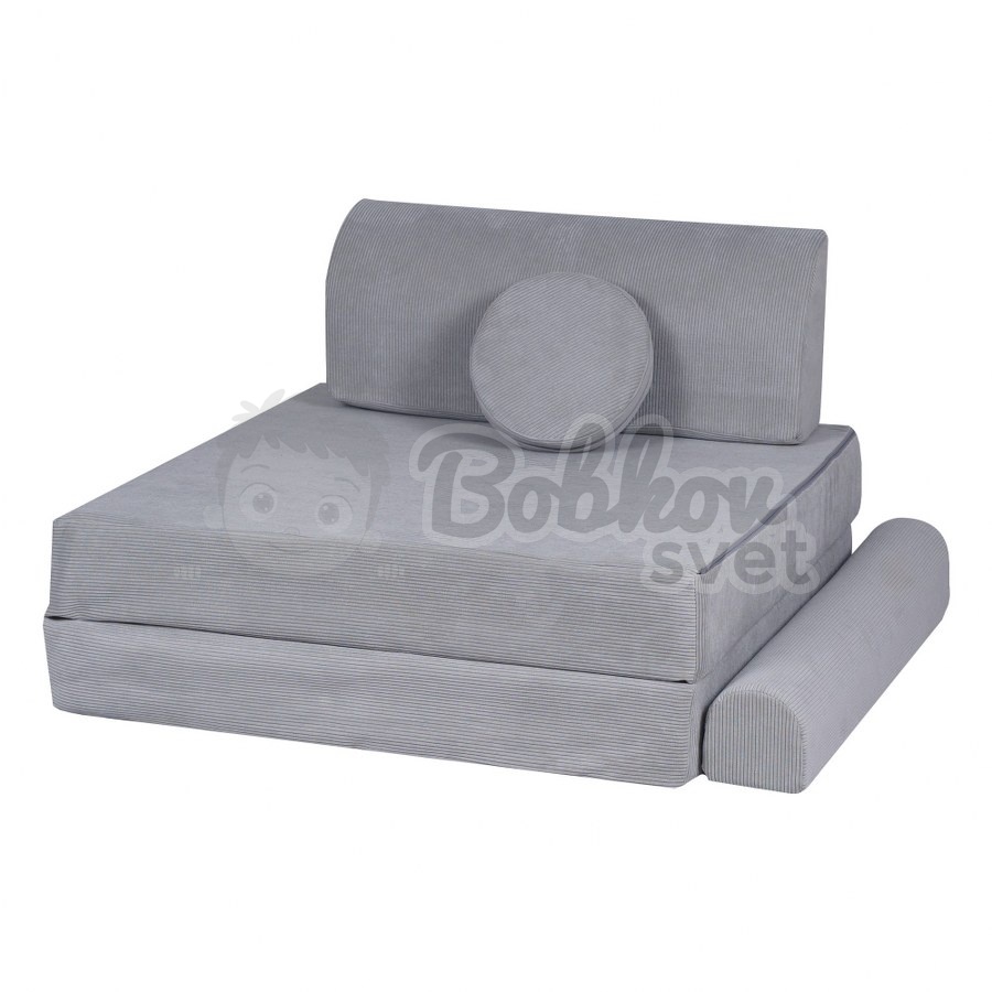 Veľký skladací bunker / detské ihrisko / pohovka - SOFA premium SLIM Corduroy GRAY 160 cm