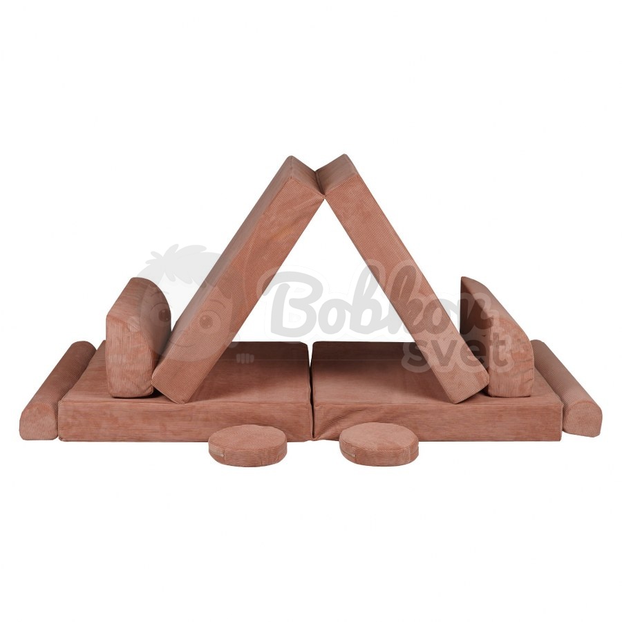Veľký skladací bunker / detské ihrisko / pohovka - SOFA premium SLIM Corduroy BRICK 160 cm