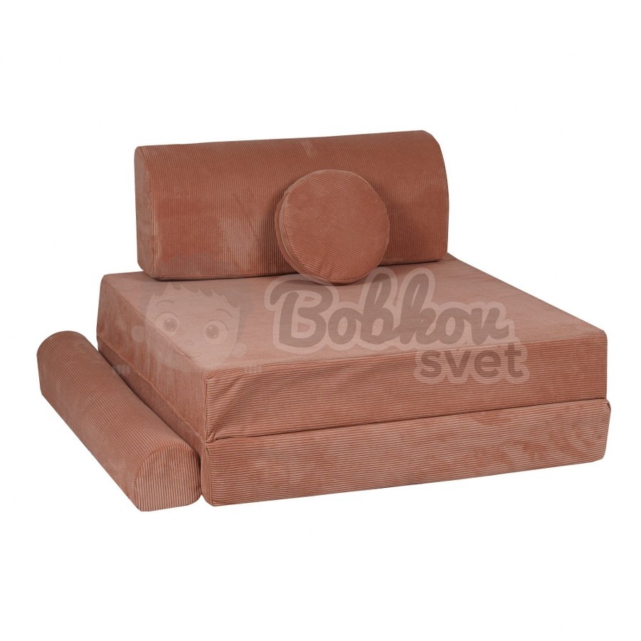 Veľký skladací bunker / detské ihrisko / pohovka - SOFA premium SLIM Corduroy BRICK 160 cm