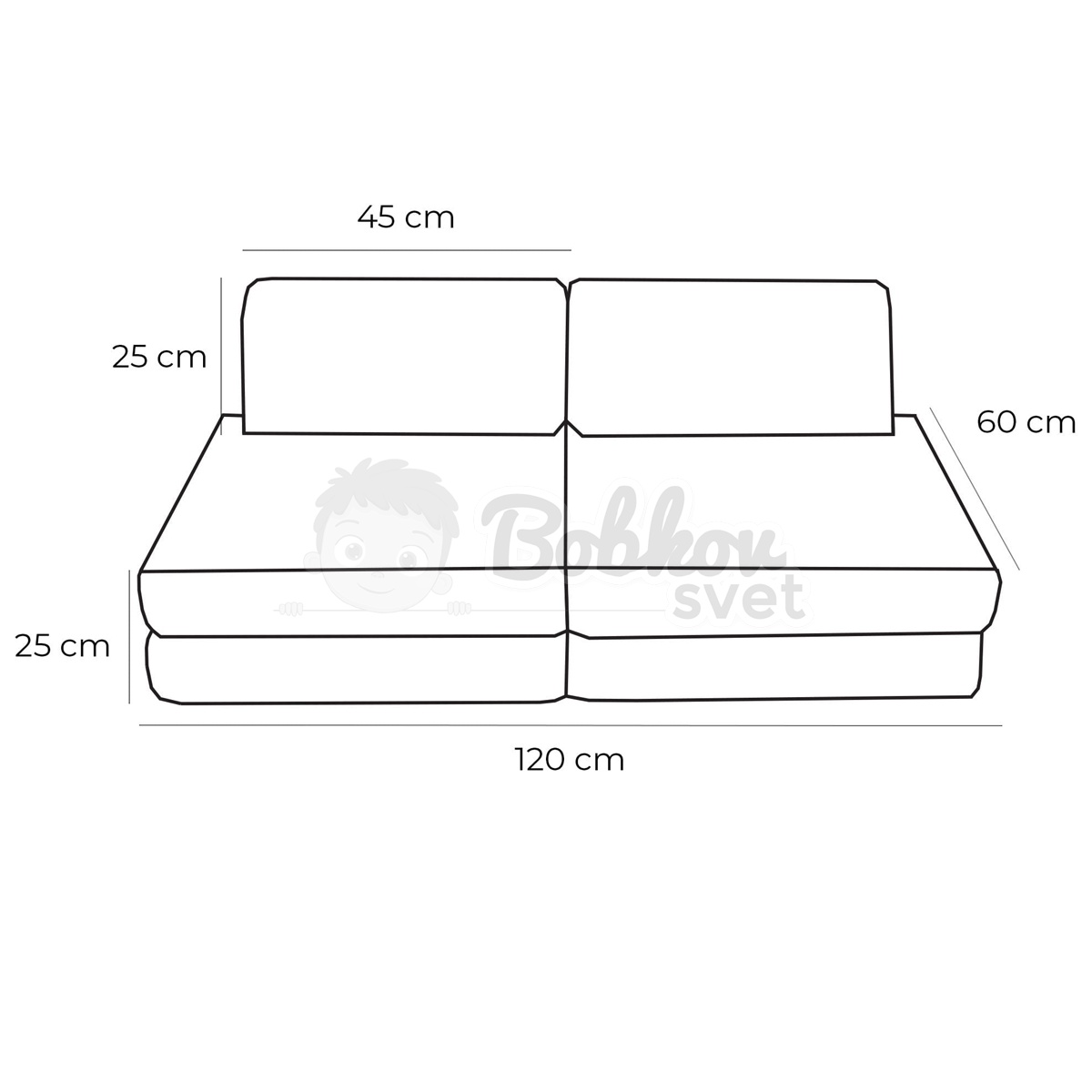Variabilná pohovka / bunker - SOFA BASIC Corduroy Estetic - ECRU 120 cm