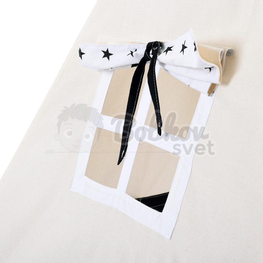 Teepee stan pre deti set s príslušenstvom - čierne guličky s pompoms