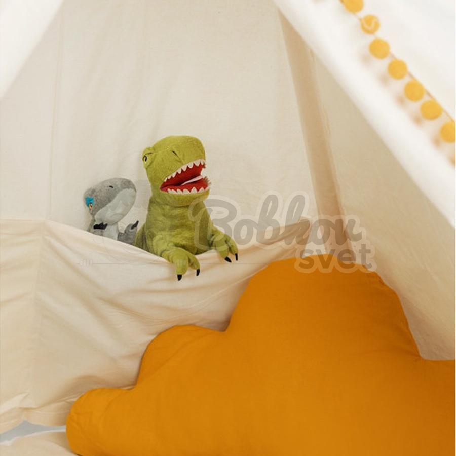 Teepee stan pre deti set s príslušenstvom - džungľa s pompoms