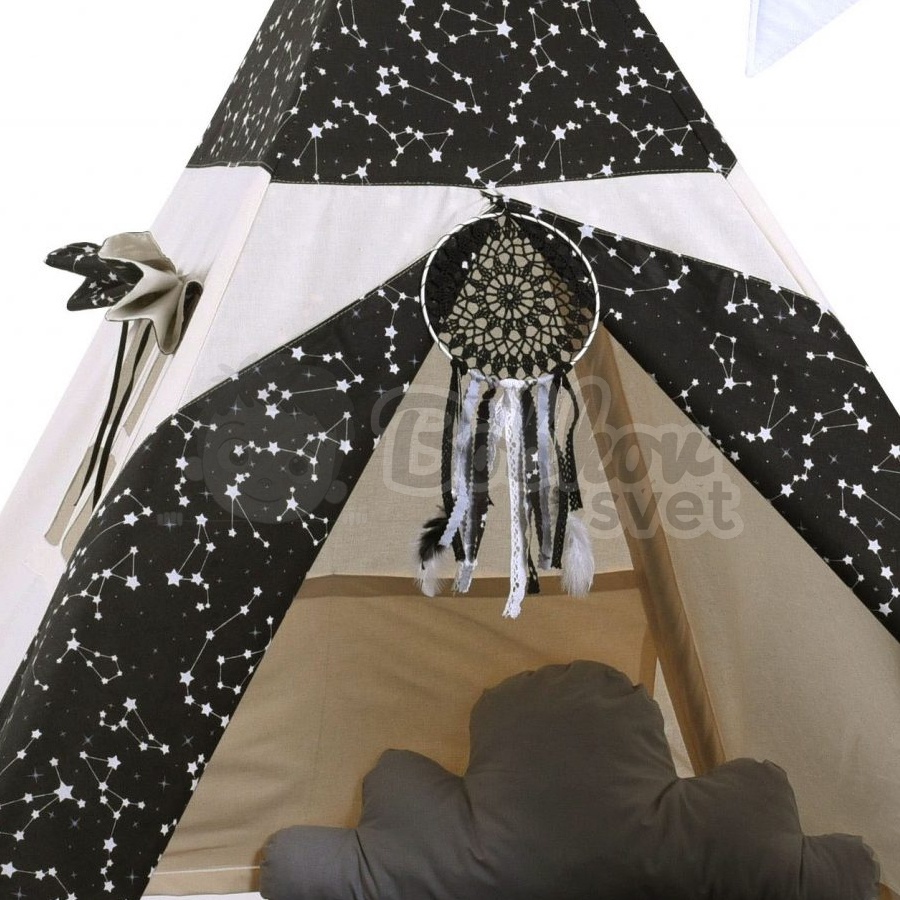 Teepee stan pre deti set s príslušenstvom - nočné nebo