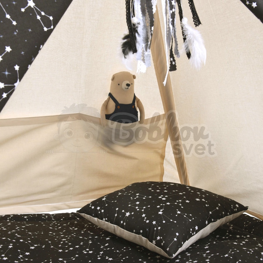 Teepee stan pre deti set s príslušenstvom - nočné nebo