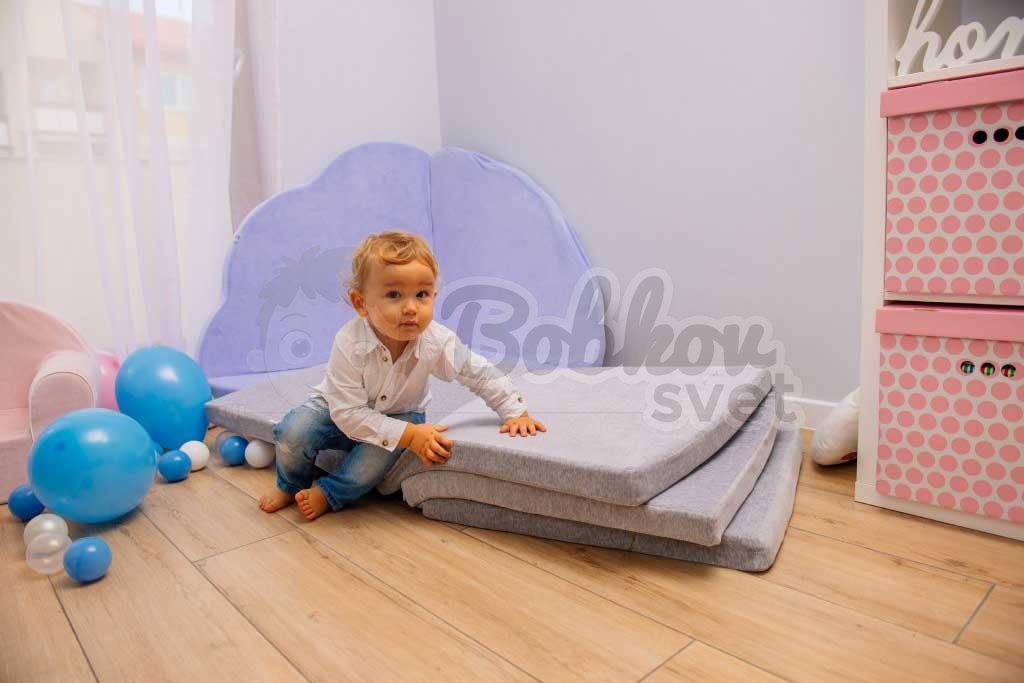 Detská podložka na hranie MeowBaby® 120 x 120 cm štvorec - svetlosivá