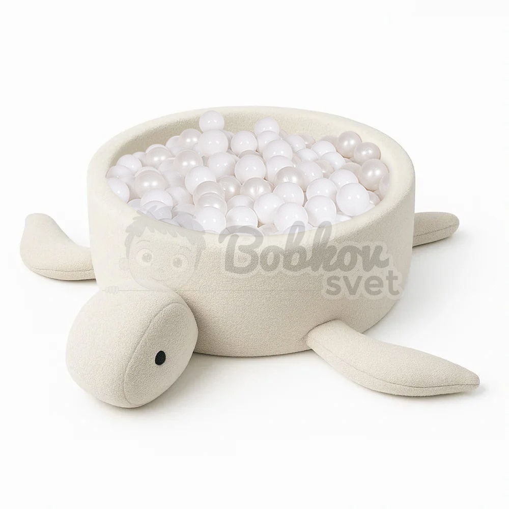 Detský suchý bazén Turtle EXCLUSIVE Boucle s guličkami 200 ks (ø 90cm) soft BEIGE