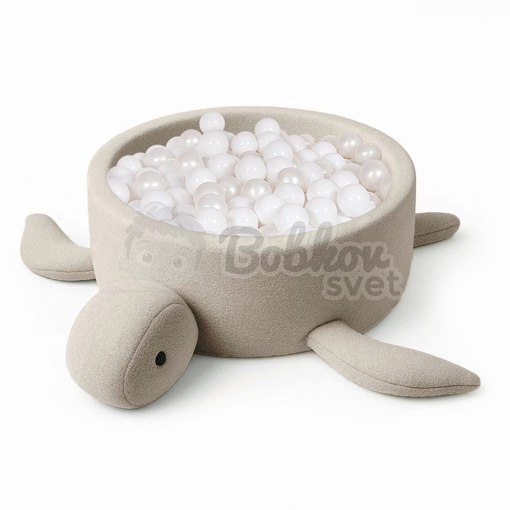 Detský suchý bazén Turtle EXCLUSIVE Boucle s guličkami 200 ks (ø 90cm) soft CAPPUCCINO