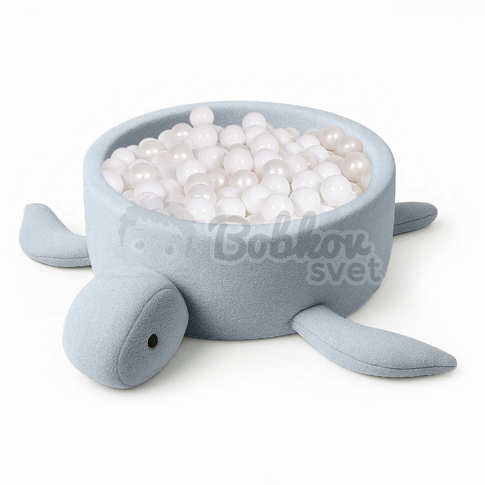 Detský suchý bazén Turtle EXCLUSIVE Boucle s guličkami 200 ks (ø 90cm) soft BLUE