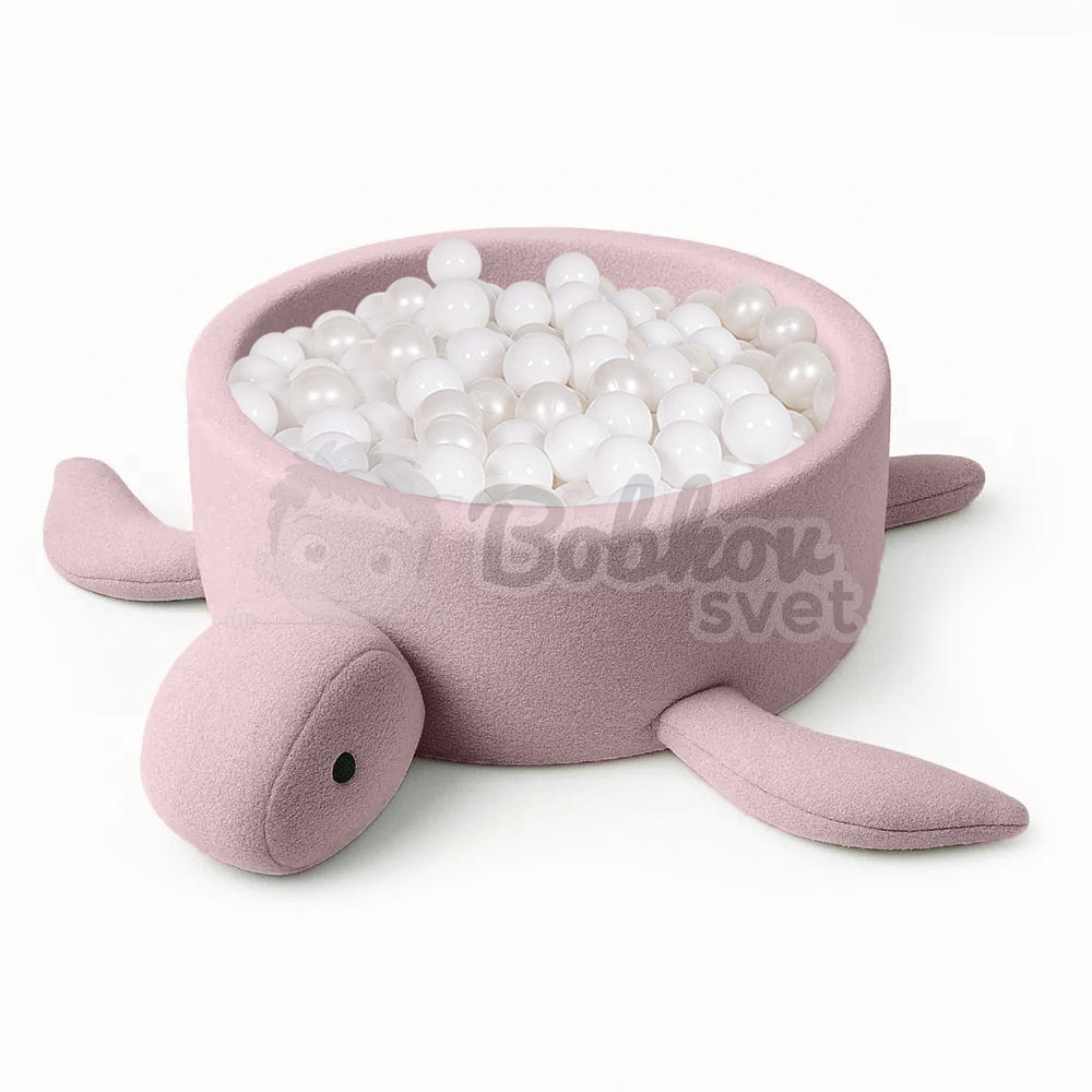 Detský suchý bazén Turtle EXCLUSIVE Boucle s guličkami 200 ks (ø 90cm) soft PINK
