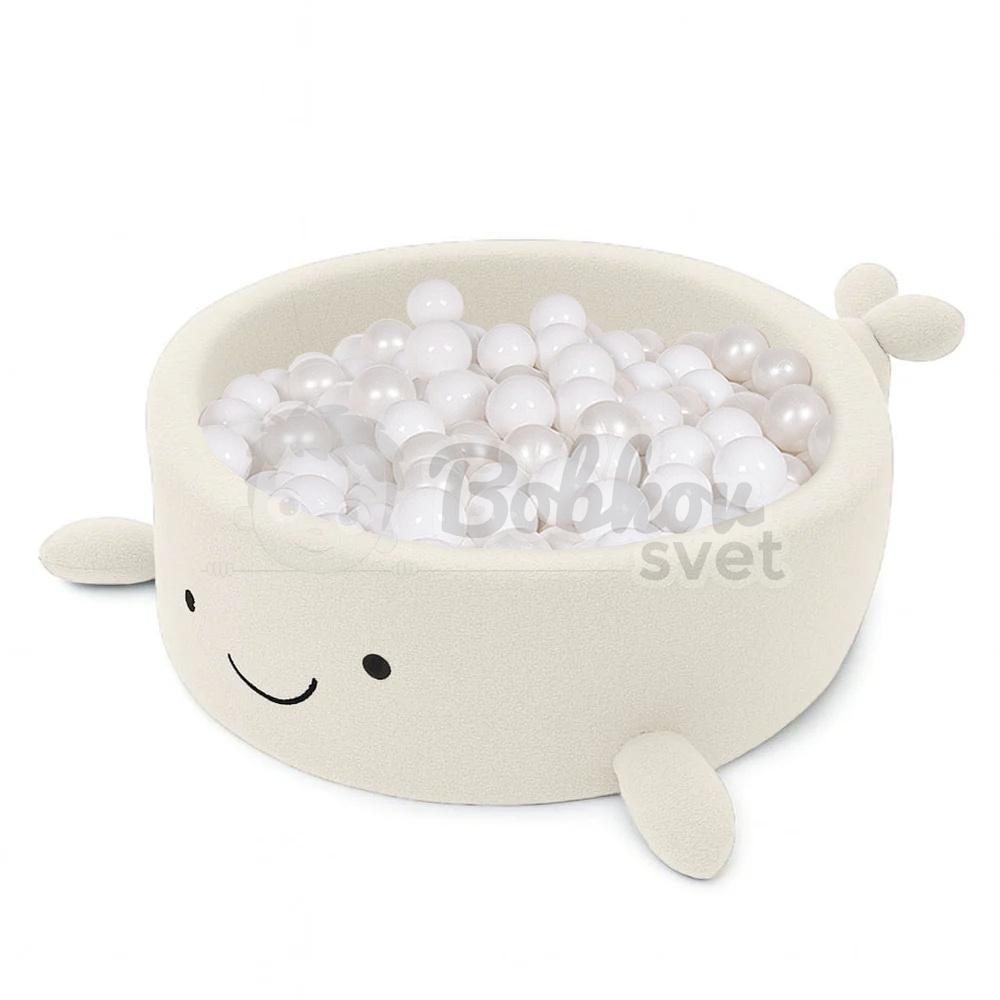Detský suchý bazén Whale EXCLUSIVE Boucle s guličkami 200 ks (ø 90cm) soft BEIGE