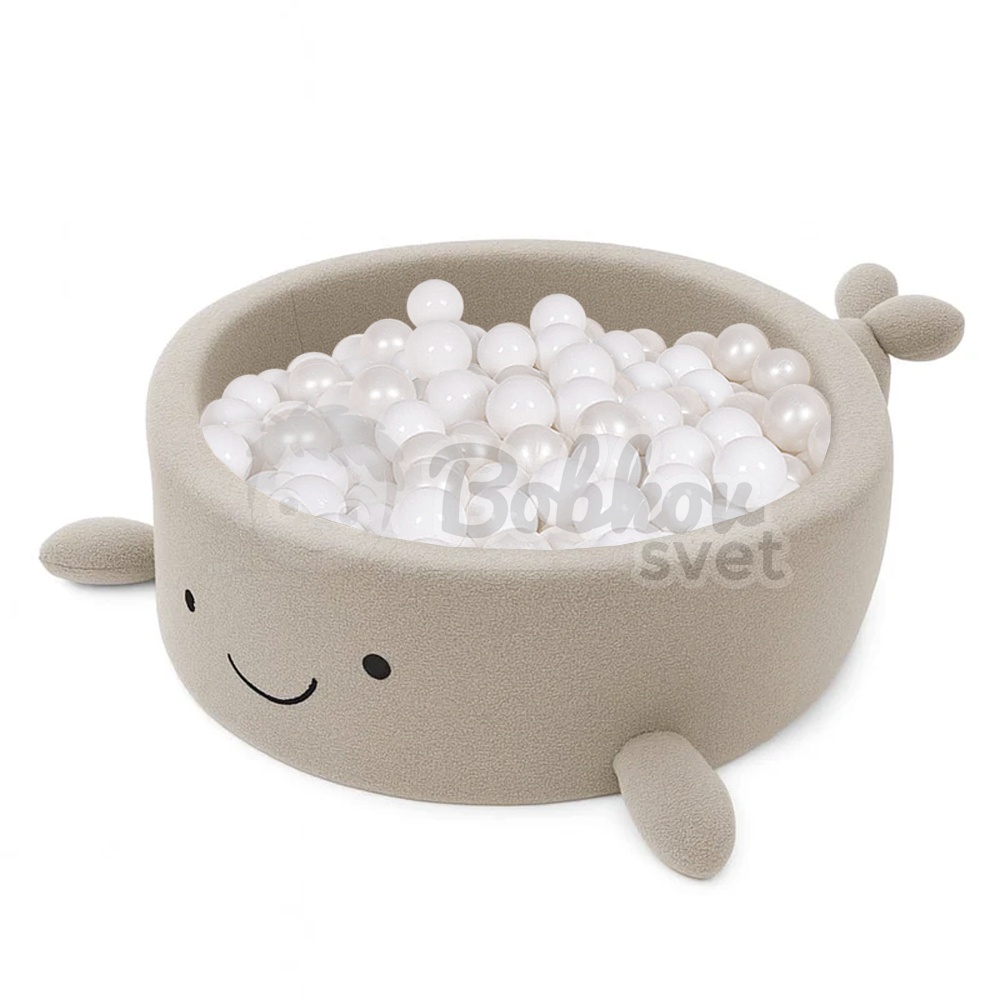 Detský suchý bazén Whale EXCLUSIVE Boucle s guličkami 200 ks (ø 90cm) soft CAPPUCCINO