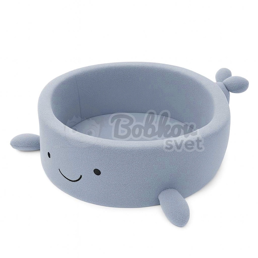 Detský suchý bazén Whale EXCLUSIVE Boucle s guličkami 200 ks (ø 90cm) soft BLUE