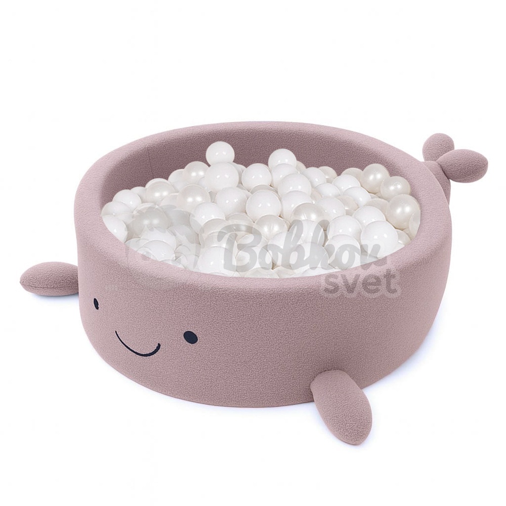 Detský suchý bazén Whale EXCLUSIVE Boucle s guličkami 200 ks (ø 90cm) soft PINK