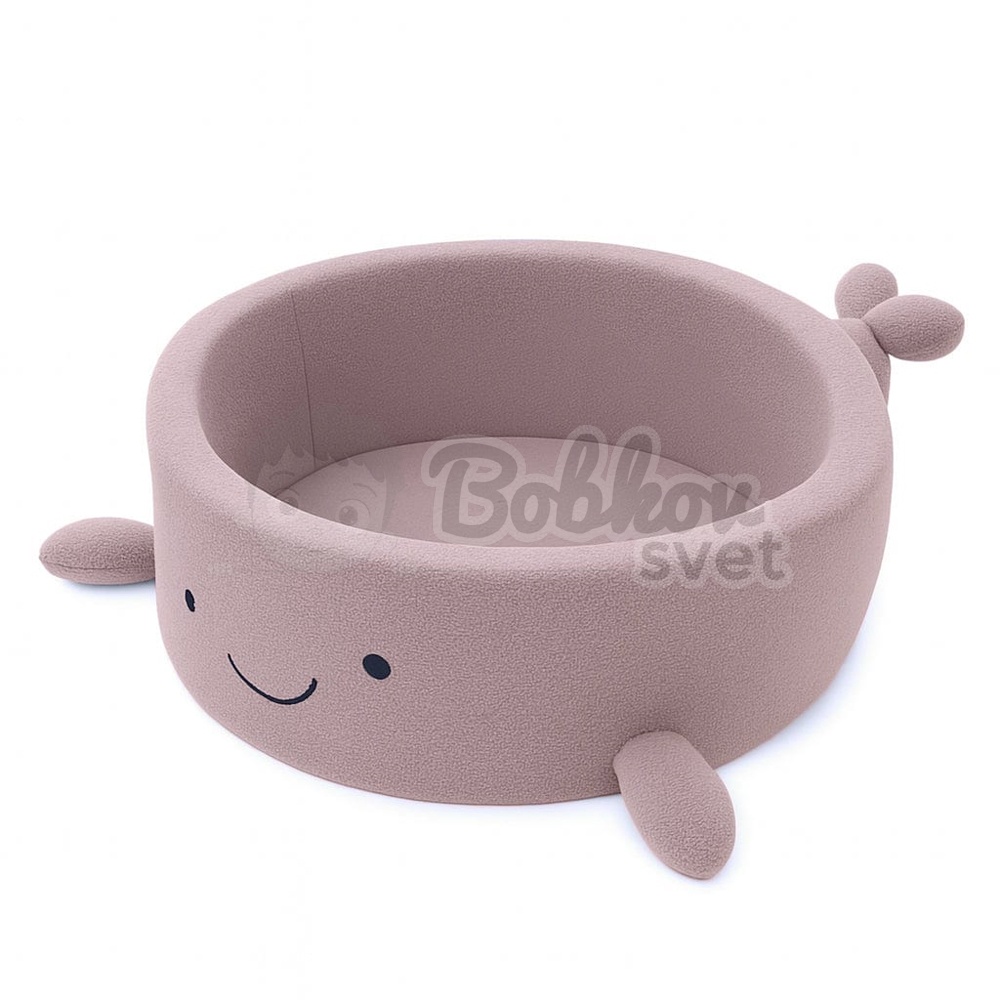 Detský suchý bazén Whale EXCLUSIVE Boucle s guličkami 200 ks (ø 90cm) soft PINK