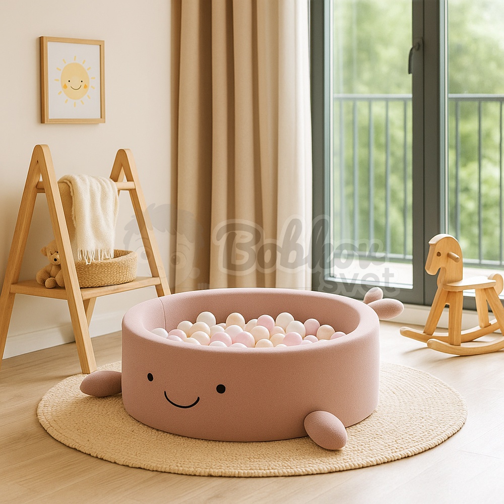 Detský suchý bazén Whale EXCLUSIVE Boucle s guličkami 200 ks (ø 90cm) soft CAPPUCCINO