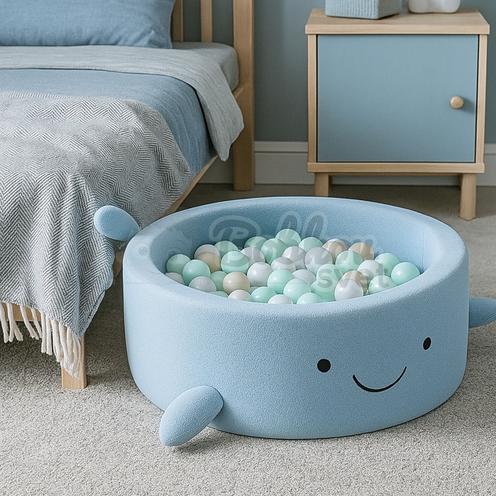 Detský suchý bazén Whale EXCLUSIVE Boucle s guličkami 200 ks (ø 90cm) soft CAPPUCCINO