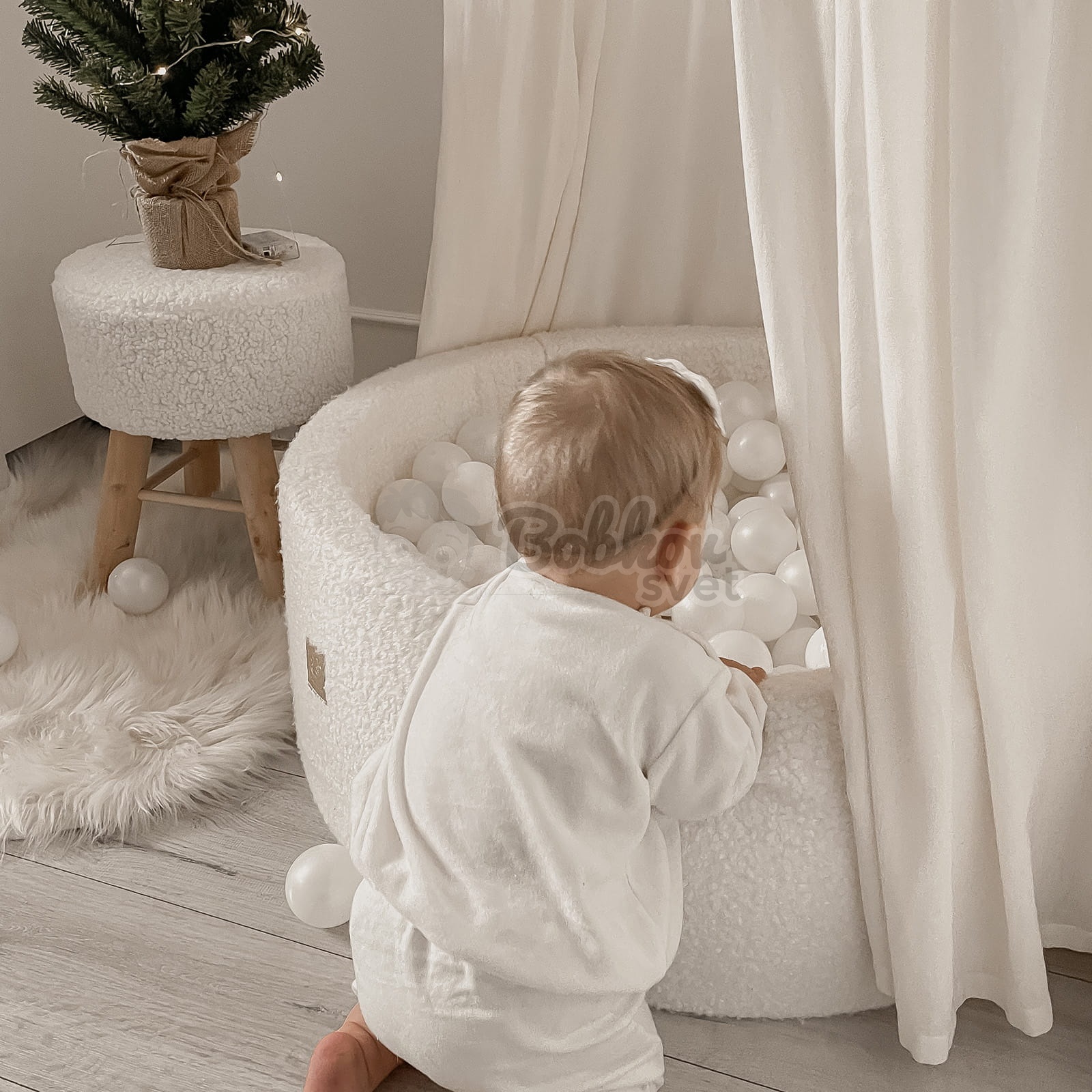 Detský suchý bazén EXCLUSIVE MeowBaby® model Boucle s guličkami 200 ks (90x30cm)