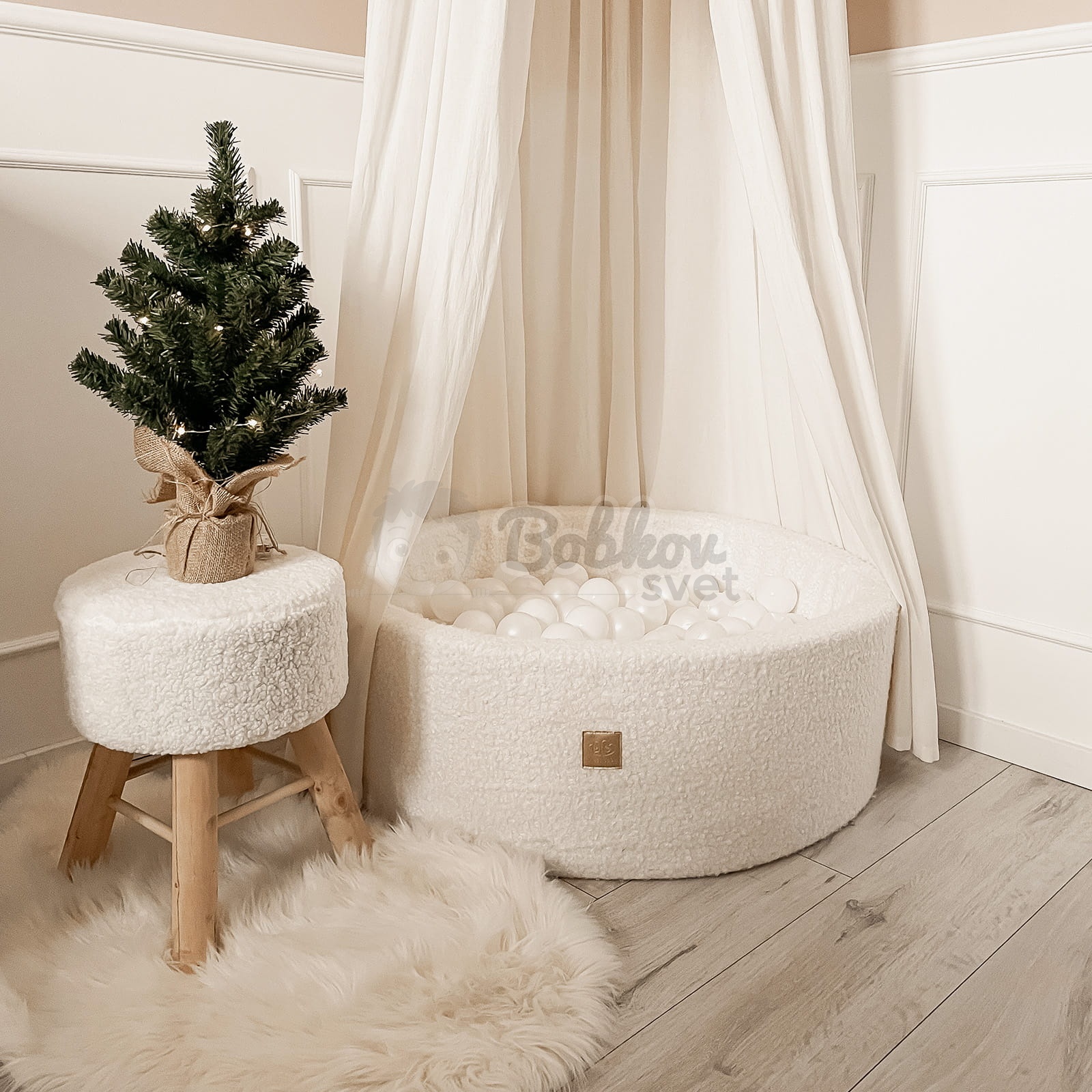 Detský suchý bazén EXCLUSIVE MeowBaby® model Boucle s guličkami 200 ks (90x30cm)