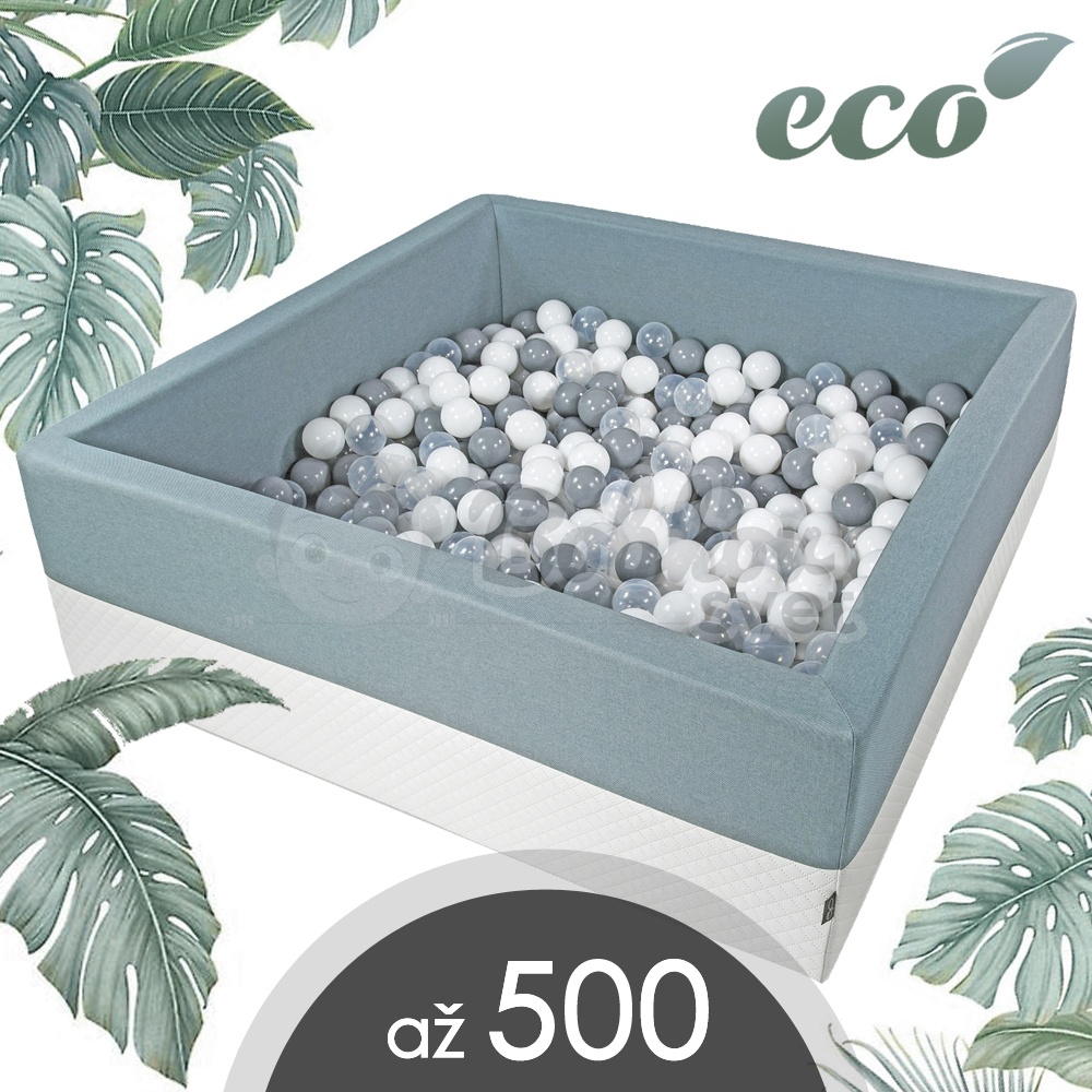 XXL štvorcový suchý bazénik 120x120 s loptičkami až 500 ks - ECO mätový
