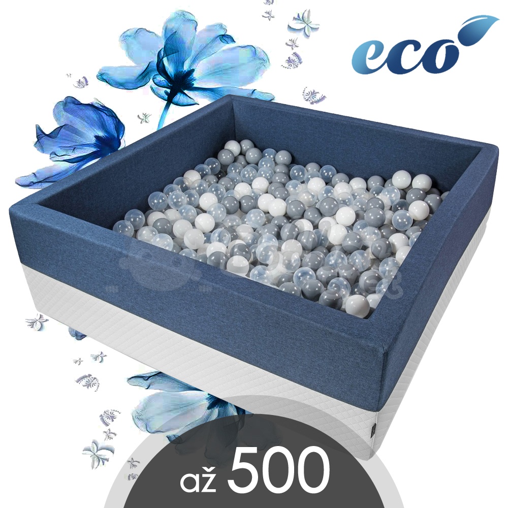 XXL štvorcový suchý bazénik 120x120 s loptičkami až 500 ks - ECO navy blue
