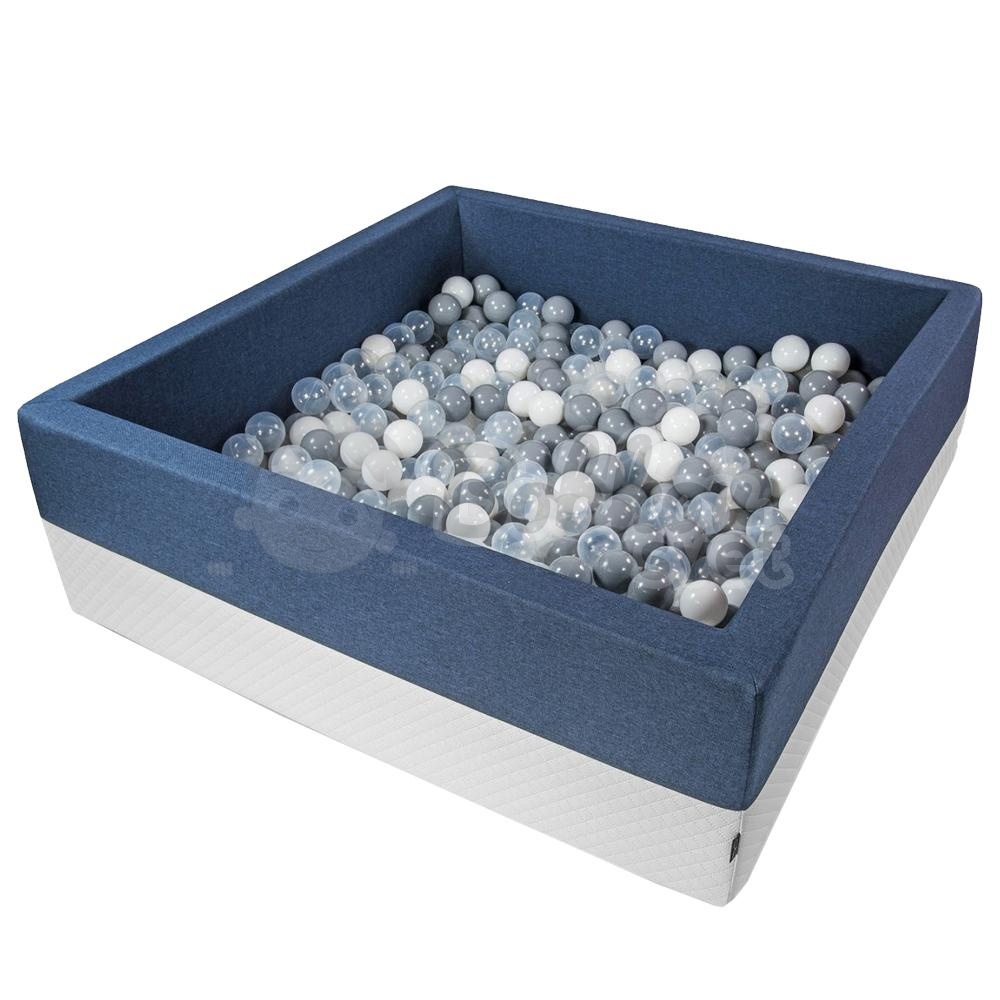 XXL štvorcový suchý bazénik 120x120 s loptičkami až 500 ks - ECO navy blue