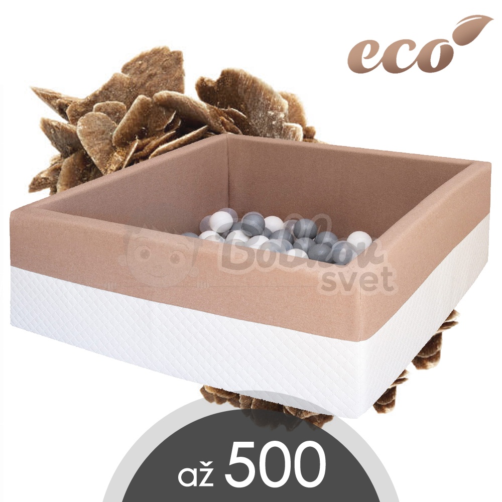XXL štvorcový suchý bazénik 120x120 s loptičkami až 500 ks - ECO púštna ruža