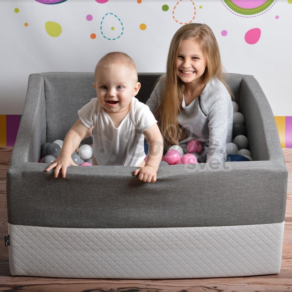 XXL štvorcový suchý bazénik 120x120 s loptičkami až 500 ks - ECO tmavo sivý