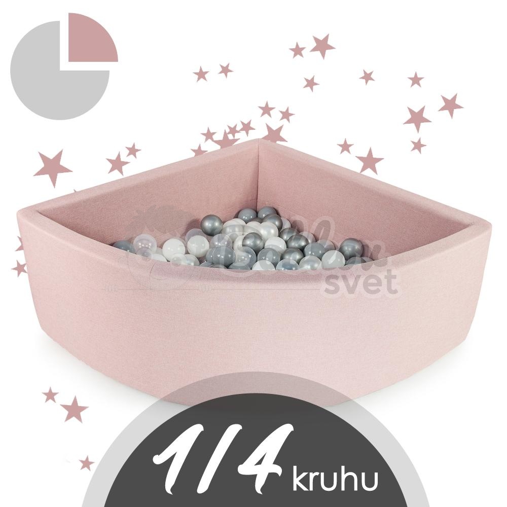 Rohový suchý bazén 90x40 cm s loptičkami 200 ks - púdrovo ružový