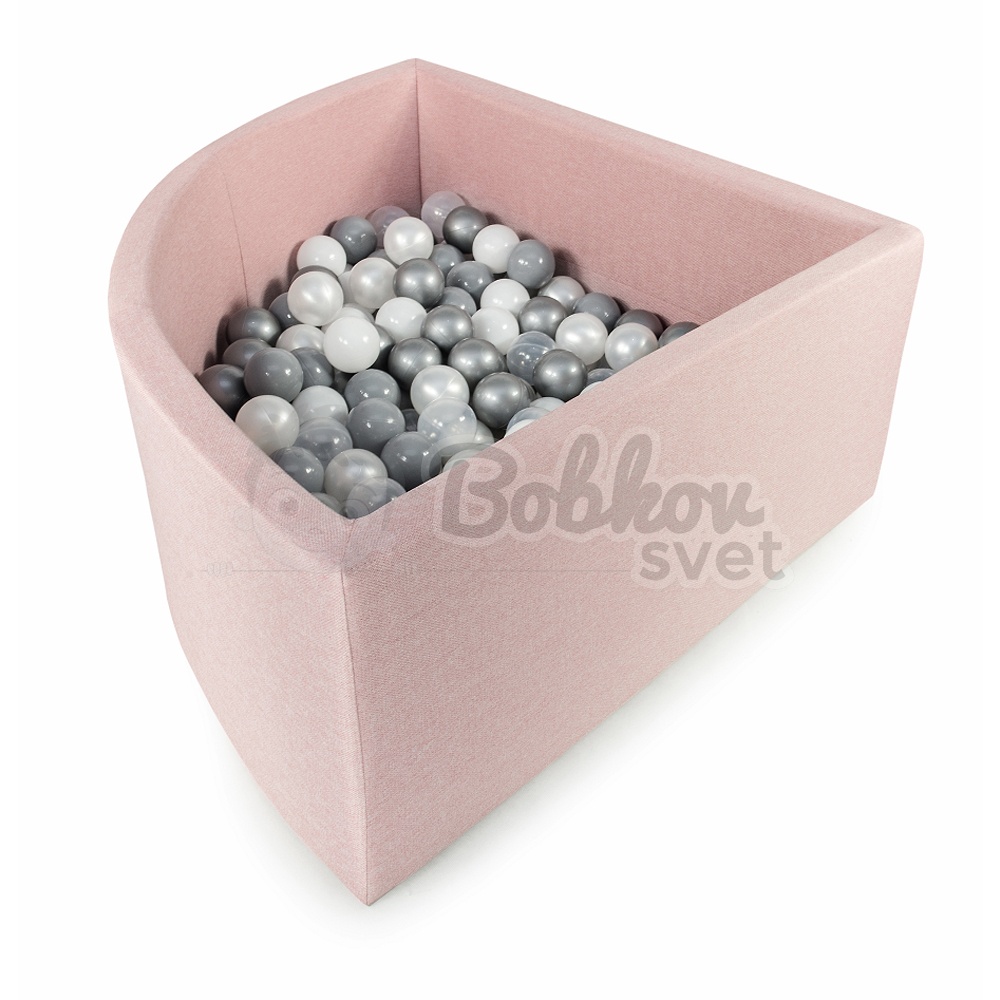 Rohový suchý bazén 90x40 cm s loptičkami 200 ks - púdrovo ružový