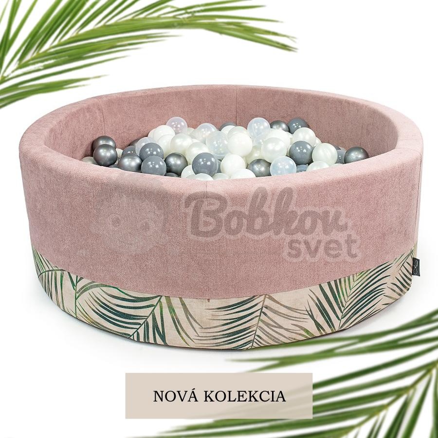 Suchý bazénik pre deti DOUX 90x30 cm s loptičkami 200 ks - púdrovo ružový/ PALMY