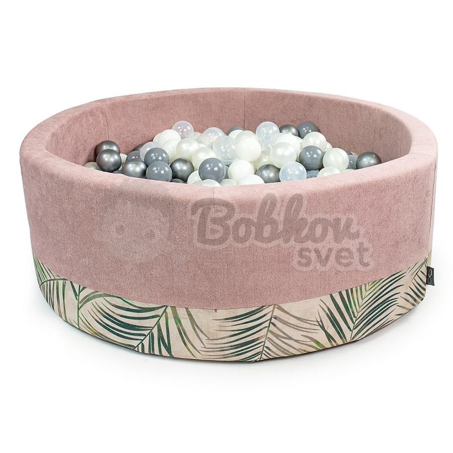 Suchý bazénik pre deti DOUX 90x30 cm s loptičkami 200 ks - púdrovo ružový/ PALMY