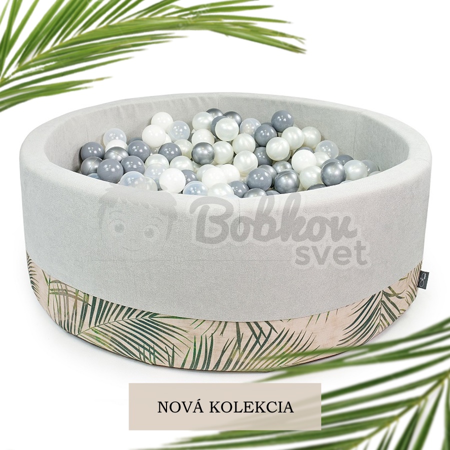 Suchý bazénik pre deti DOUX 90x30 cm s loptičkami 200 ks - sivý / PALMY